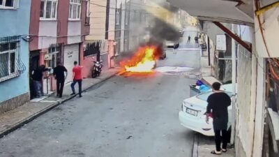 Samsun’un İlkadım ilçesinde, park halindeki bir elektrikli otomobilde meydana gelen