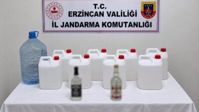 Erzincan’da jandarma tarafından gerçekleştirilen operasyonda 40 litre etil alkol ve