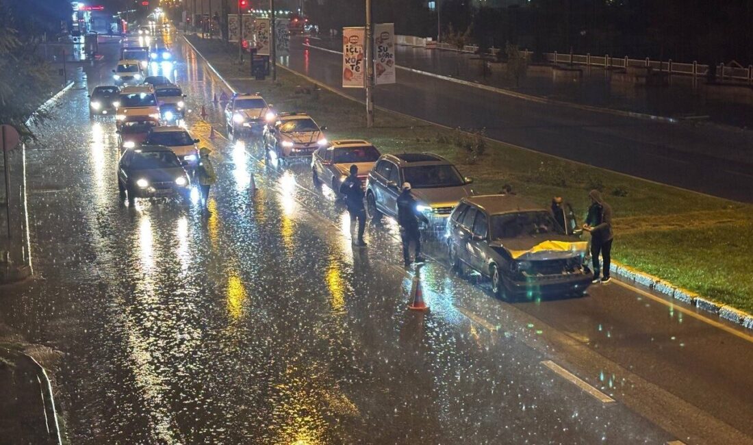 Erzincan’da yoğun yağışın neden olduğu bir zincirleme trafik kazası meydana