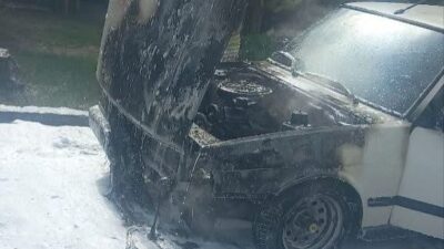 Erzin ilçesinde bir TOFAŞ marka otomobil alevlere teslim oldu ve