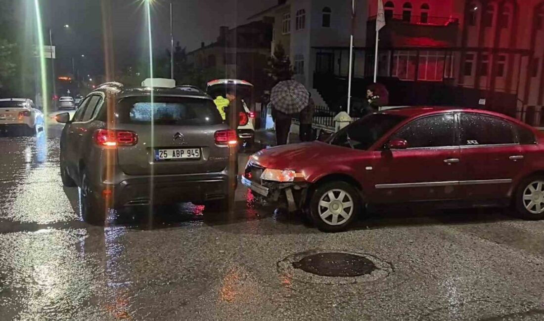 Erzurum’un Palandöken ilçesinde meydana gelen trafik kazasında, bir kişi kavşakta