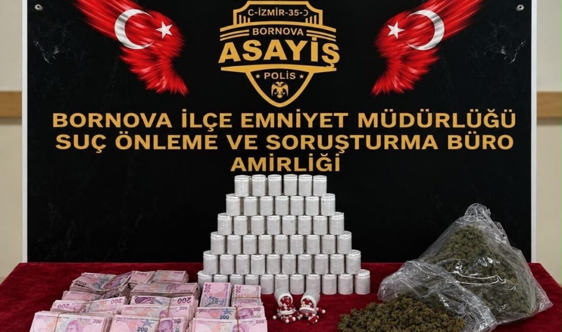 Bornova İlçe Emniyet Müdürlüğü ekipleri, Kazımdirik Mahallesi’nde bulunan bir evde
