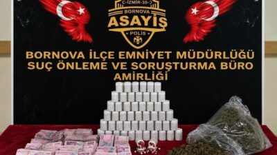 Bornova İlçe Emniyet Müdürlüğü ekipleri, Kazımdirik Mahallesi’nde bulunan bir evde