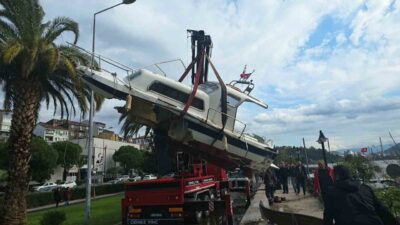 Ereğli ilçesinde meydana gelen fırtına sonrasında Bozhane mevkiinde batan “Kuzey