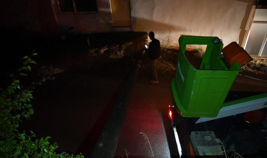Gümüşhane’de bir elektrik direği, müstakil bir evin bahçesine devrildi ve