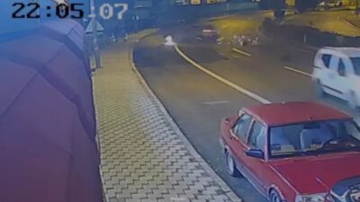 Gümüşhane’deki bir trafik kazası, refüje çarparak karşı şeride geçen bir