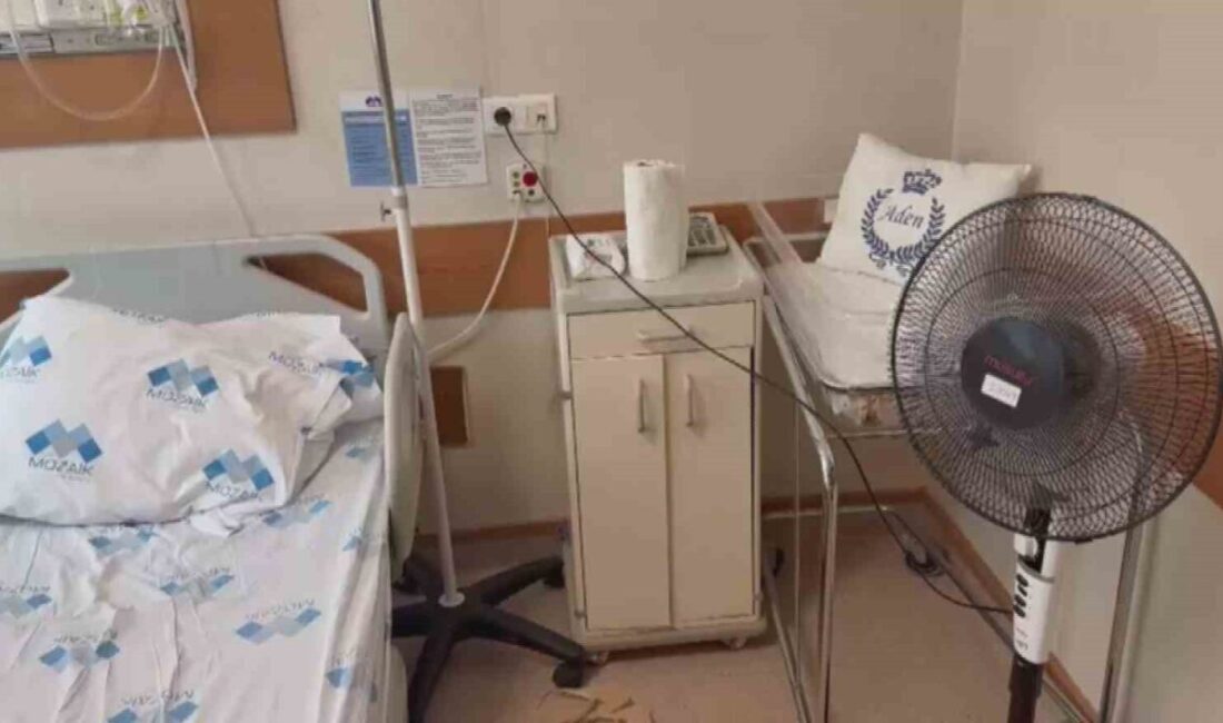 Hatay’da yaşayan Hikmet Karaoğlan, eşinin doğum yaptığı özel hastanede odadaki