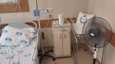 Hatay’da yaşayan Hikmet Karaoğlan, eşinin doğum yaptığı özel hastanede odadaki