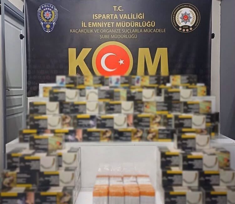 Isparta’da polis ekipleri tarafından gerçekleştirilen operasyonlarda, 24 bin adet bandrolsüz