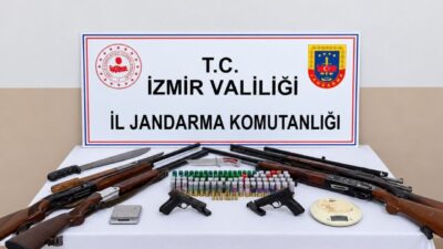 İzmir’in Ödemiş ilçesinde jandarma ekiplerinin düzenlediği uyuşturucu ve ruhsatsız silah