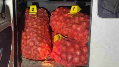 Emirdağ ilçesinde, hale götürülmek üzere çuvallara konulmuş 250 kilogram soğanı