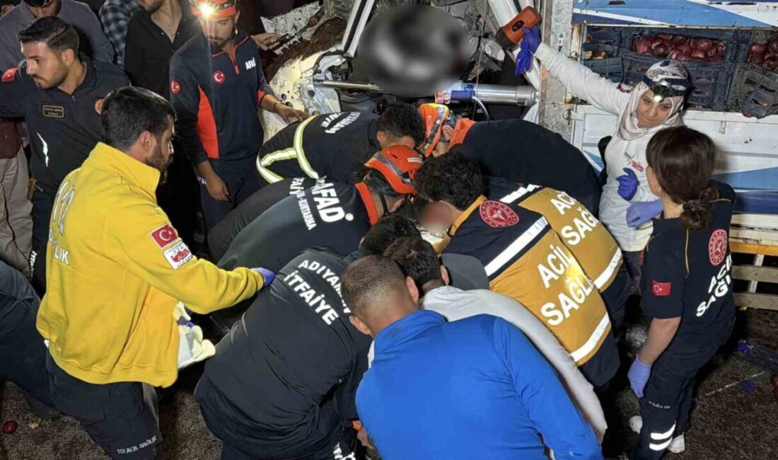 Adıyaman ilinde meydana gelen trafik kazasında, hayvan gübresi yüklü traktöre