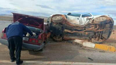 Karaman’da otomobil ile cipin çarpışması sonucu meydana gelen trafik kazasında