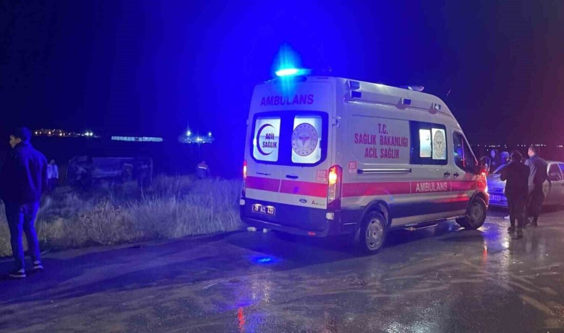 Karaman’da meydana gelen trafik kazasında, yağmurun neden olduğu kaygan yolda