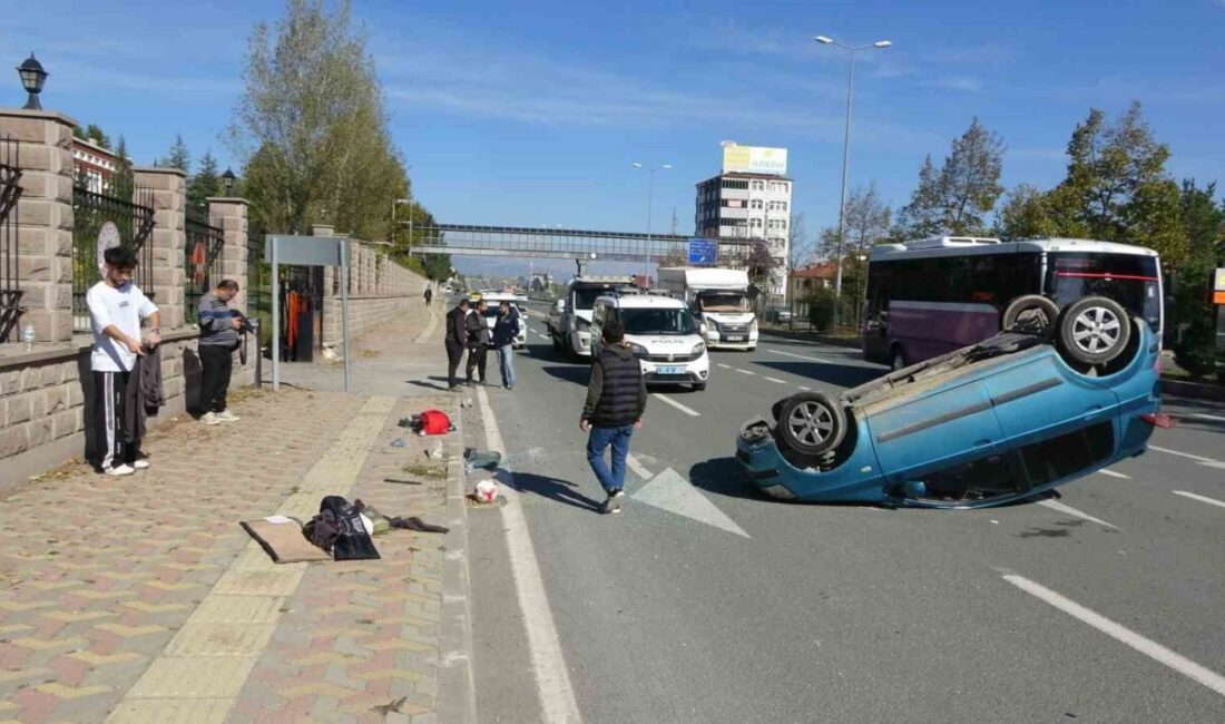 Kastamonu’da, bir minibüse çarpmamak için manevra yapmak zorunda kalan bir