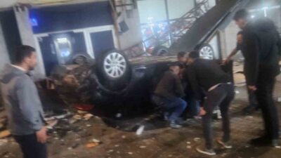 Kayseri’nin İncesu ilçesinde kontrolden çıkan otomobil, yaklaşık 50 metre yükseklikteki