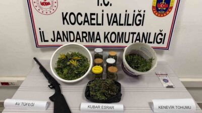 Karamürsel ilçesinde gerçekleştirilen operasyonda 3 kilo 500 gram kubar esrar