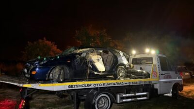Safranbolu ilçesinde meydana gelen trafik kazasında, otomobilin sürücüsünün kontrolünü kaybetmesi