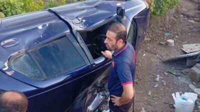 Siirt’in Kurtalan ilçesinde, bir evin bahçesine düşen bir otomobilde meydana