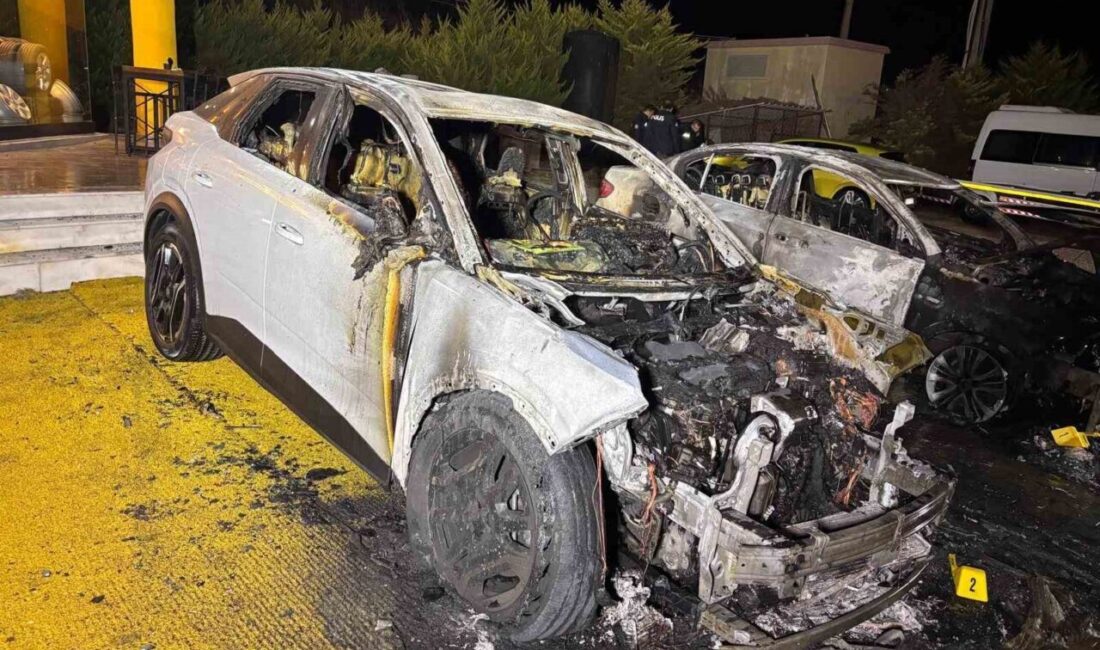 Kuşadası ilçesindeki bir oto galerinin önünde park halinde bulunan 2