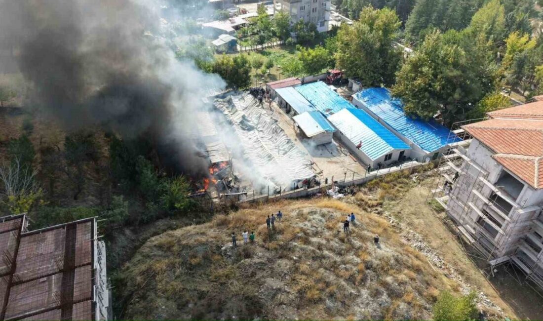 Yeşilyurt ilçesinde bir şantiye alanında meydana gelen yangında, yaklaşık 30