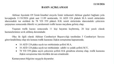 Manisa’nın Akhisar ilçesinde meydana gelen trafik kazasında 11 kişinin yaşamını