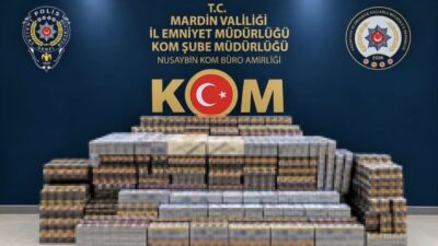 Mardin’in Nusaybin ilçesinde bir araçta 22 bin 50 paket kaçak