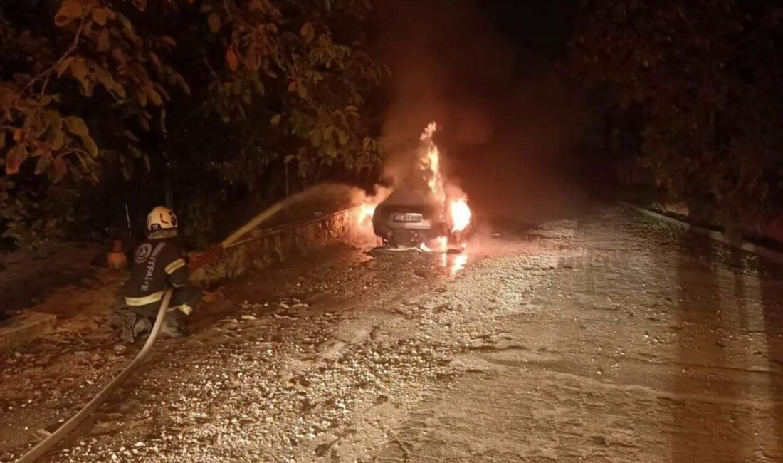 Denizli’nin Pamukkale ilçesinde park halindeki bir otomobilde çıkan yangın, itfaiye