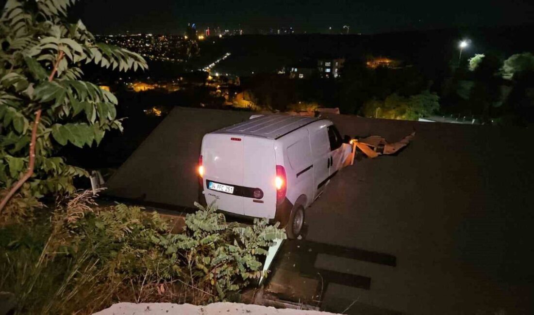 Sarıyer’de meydana gelen bir kazada, sürücüsünün kontrolünden çıkan hafif ticari