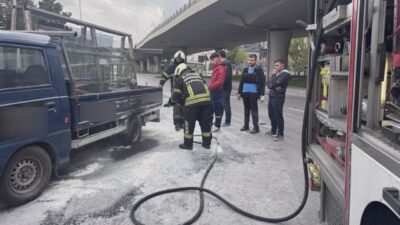 Kocasinan ilçesinde seyir halindeki bir kamyonetin lastiği, itfaiye ekipleri tarafından