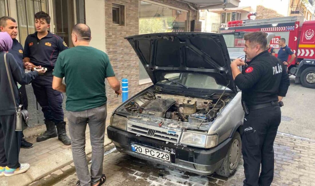 Aydın’ın Efeler ilçesinde seyir halindeki bir otomobilin motor kısmında çıkan