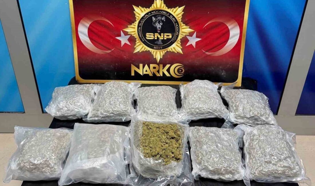 Siirt’te polis ekipleri tarafından durdurulan bir araçta 5 kilo 600
