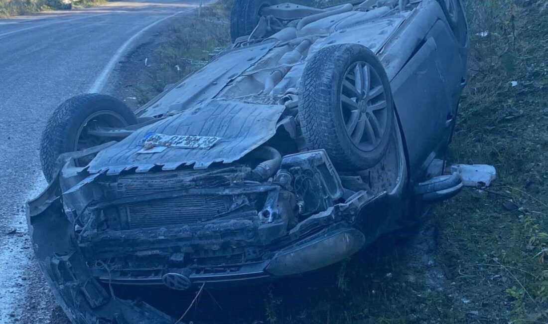 Sinop’un Ayancık ilçesinde, ıslak ve kaygan bir yolda meydana gelen