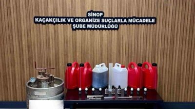 Gerze ilçesinde bir iş yerinde yapılan aramada, 45 litre etil