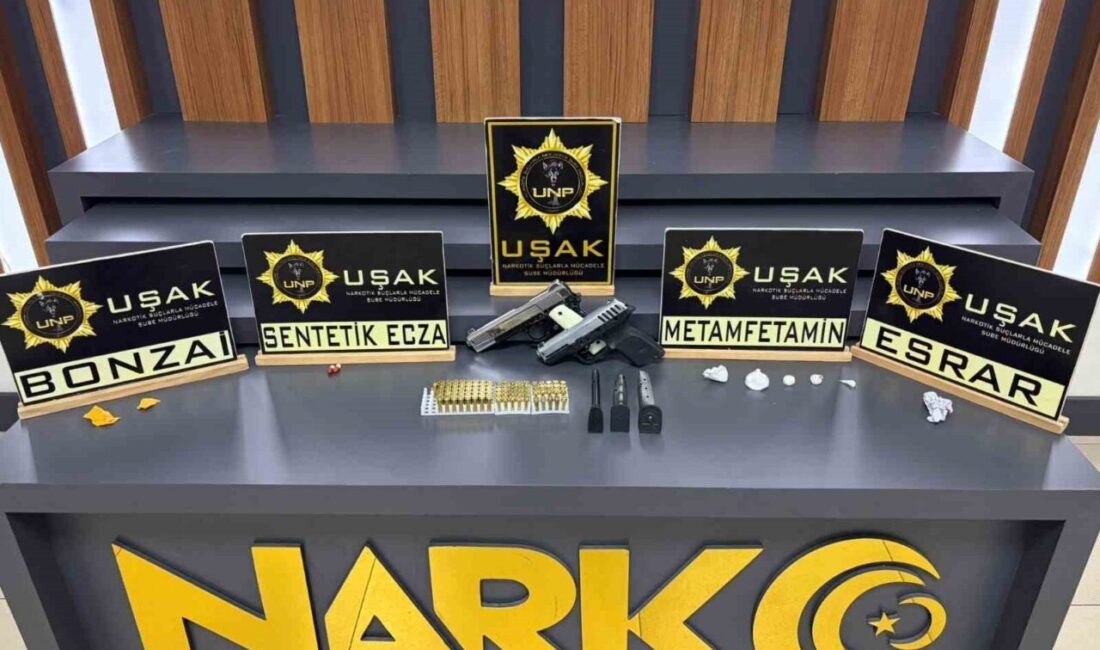 Uşak Emniyet Müdürlüğü’nün operasyonunda şehirdeki uyuşturucu kaçakçılarına yönelik yapılan baskında