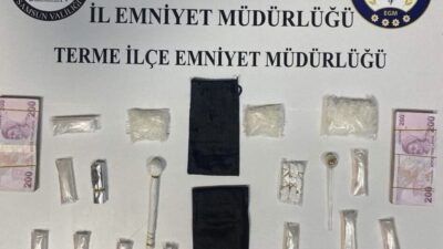 Samsun’un Terme ilçesinde polis ekiplerinin uyuşturucu operasyonunda 228,79 gram metamfetamin