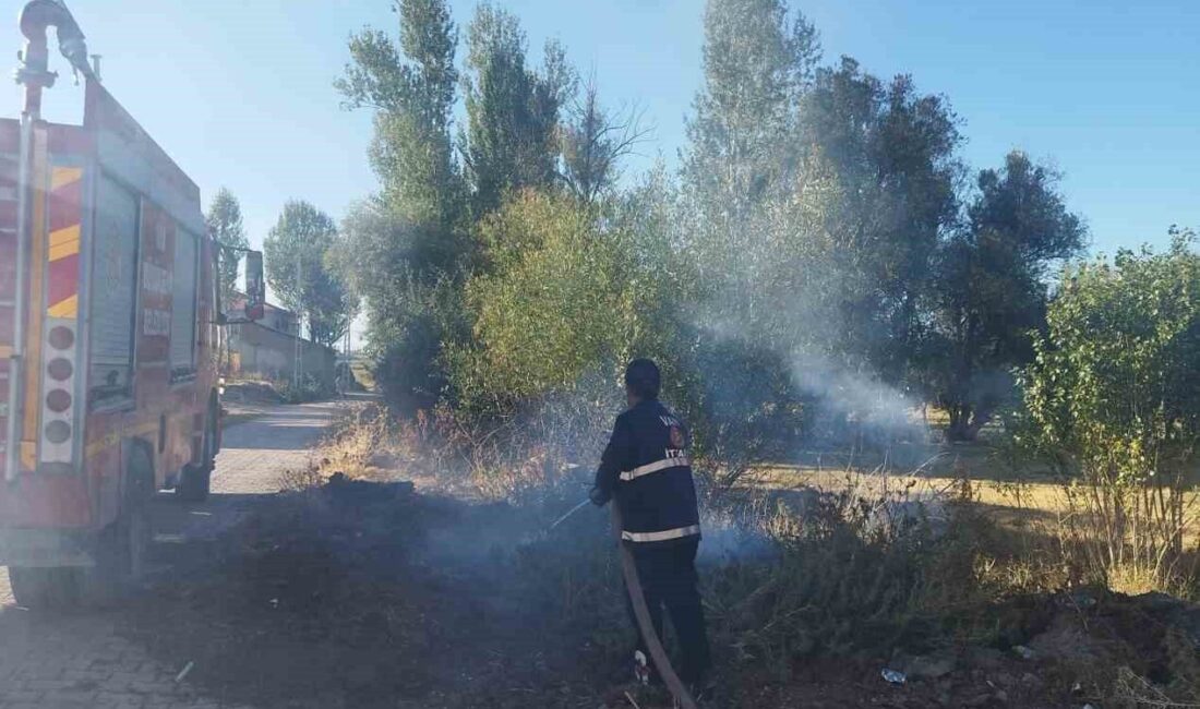Van’ın Gevaş ilçesinde ortaya çıkan bir örtü yangını itfaiye ekipleri
