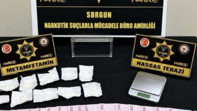Sorgun ilçesindeki bir iş yerinde uyuşturucu madde bulundurduğu tespit edilen